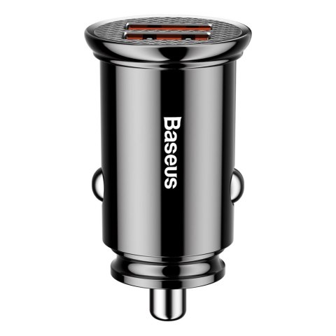 Inteligentna ładowarka samochodowa Circular 2x USB QC3.0 Quick Charge 3.0 SCP AFC 30W czarny BASEUS