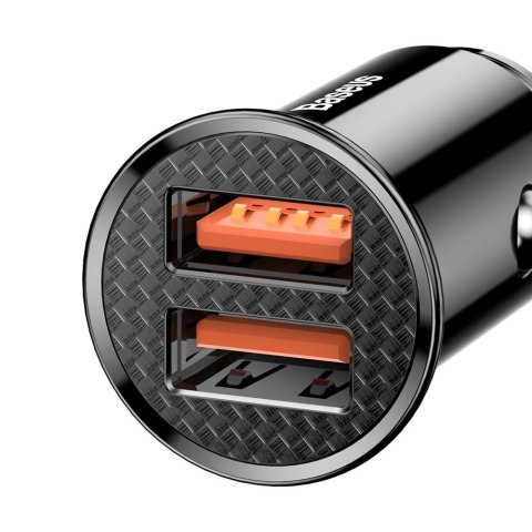 Inteligentna ładowarka samochodowa Circular 2x USB QC3.0 Quick Charge 3.0 SCP AFC 30W czarny BASEUS