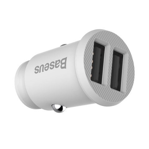 Mini ładowarka samochodowa do telefonu 2x USB Grain Car Charger biały