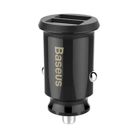 Mini ładowarka samochodowa do telefonu 2x USB Grain Car Charger czarny BASEUS