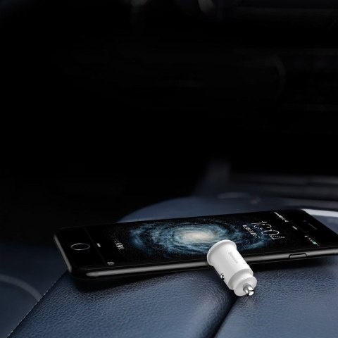 Mini ładowarka samochodowa do telefonu 2x USB Grain Car Charger czarny BASEUS