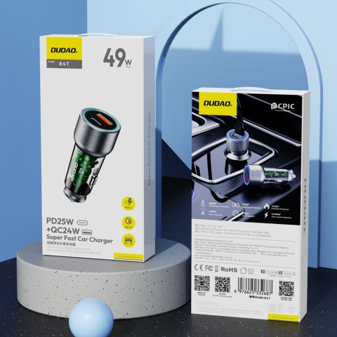 Ładowarka samochodowa R4T 30W USB-A USB-C - szara