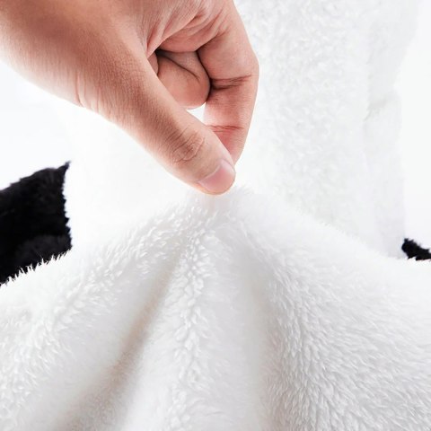 Ciepła kominiarka zimowa z futerka Panda dla dzieci i dorosłych rozmiar M - czarna/biała