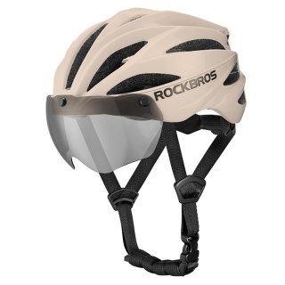 Kask rowerowy z szybką odpinanymi okularami z filtrem UV unisex - brązowy
