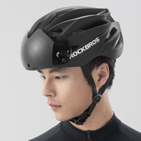 Kask rowerowy z szybką odpinanymi okularami z filtrem UV unisex - czarny