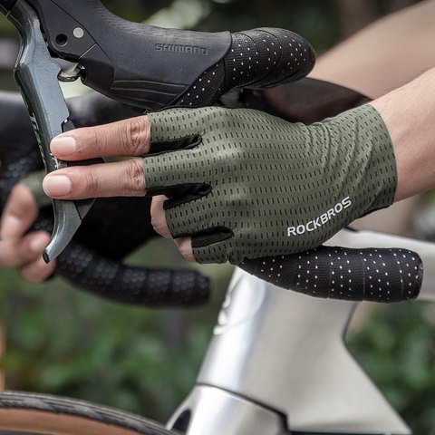 Rękawiczki rowerowe oddychające bez palców rozmiar M - zielone ROCKBROS