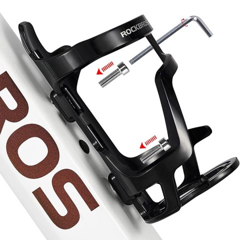 Uchwyt rowerowy na butelkę bidon mocowanie szyjką do dołu - czarny