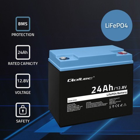Akumulator LiFePO4 | 12.8V | 24Ah | 307.2Wh | BMS