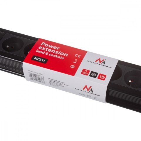 Listwa zasilająca 8 gniazd 1,5m z włącznikiem, Montaż ścienny Maclean