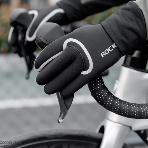 Rękawiczki rowerowe pełne wodoodporne rozmiar L/XL - czarne ROCKBROS