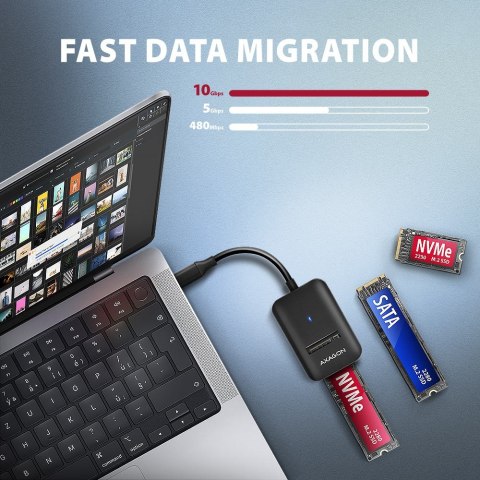 ADM2-CM Adapter USB3.2 Gen 2 M.2 NVMe/SATA SSD 10cm USB-C cable