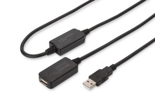 Kabel przedłużający USB 2.0 HighSpeed Typ USB A/USB A M/Ż aktywny 20m Czarny Digitus
