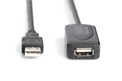 Kabel przedłużający USB 2.0 HighSpeed Typ USB A/USB A M/Ż aktywny 20m Czarny Digitus