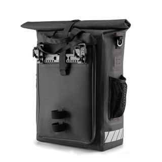 Sakwa rowerowa z funkcją plecaka wodoodporna z zaczepem na kask 18l - czarna