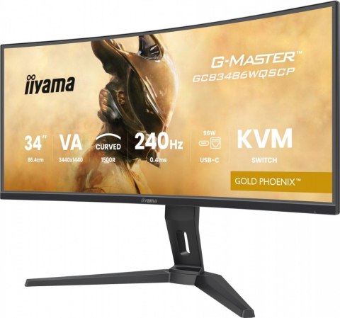 Monitor G-Master 34 cale GCB3486WQSCP-B1,VA,UWQHD,240HZ,0.4ms,1500R,HDR400,500cd,21:9,HDMI (2.1), USB-C dock 95W, RJ45, 2x5W, KV