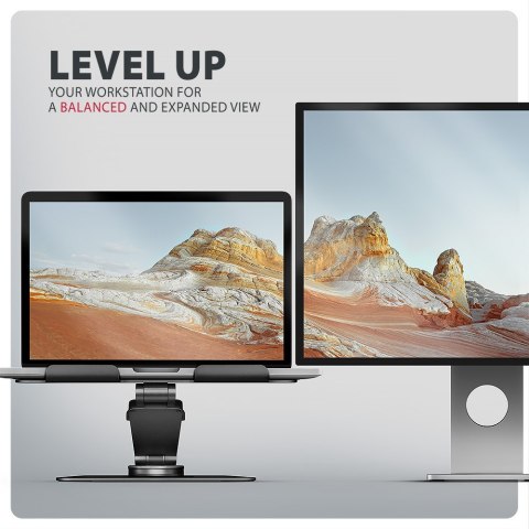 STND-LRB Podstawa do laptopów aluminiowa 10-17,3 cala regulowana wysokość, obrotowa o 360 stopni, Czarna