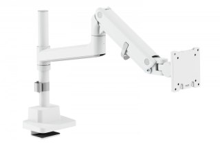 Ramię biurkowe pojedyncze z zaciskiem i sprężyną gazową 1x LCD max. 57" 27kg, VESA: 75x75, 100x100, białe