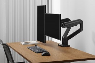 Uchwyt biurkowy podwójny z zaciskiem i sprężyną mechaniczną 2x LCD max. 45" 2x 20kg, VESA: 75x75, 100x100