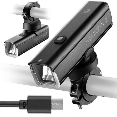 Lampka rowerowa przednia 1000 lm z kablem USB-C - USB-A - czarna