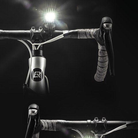 Lampka rowerowa przednia 1000 lm z kablem USB-C - USB-A - czarna