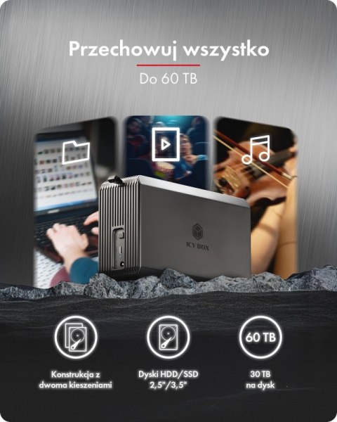 Obudowa IB-RD3720-CU3 RAID 2x2,5/3,5 SATA HDD