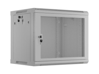 Szafa instalacyjna rack wisząca 19 cali 9U 600x450 drzwi perforowane (flat pack) szara