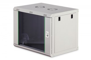 Szafa sieciowa wisząca Dynamic 19" 9U rack 474x600x450mm, drzwi szyba, szara, niezłożona, 60kg