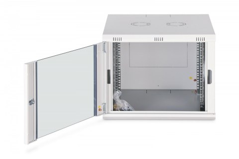Szafa sieciowa wisząca Dynamic 19" 9U rack 474x600x600mm, drzwi szyba, szara, niezłożona, 60kg