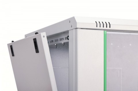 Szafa sieciowa wisząca Dynamic 19" 9U rack 474x600x600mm, drzwi szyba, szara, niezłożona, 60kg