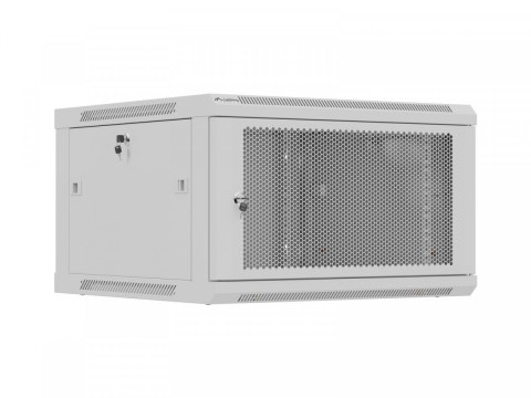 Szafa instalacyjna rack wisząca 19 cali 6U 600x600 szara drzwi perforowane (flat pack)