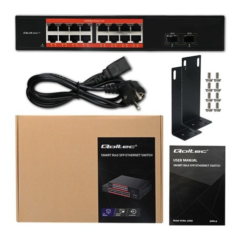 Przełącznik sieciowy SWITCH Gigabit Ethernet | 16x RJ45 | 2x SFP | 1000 Mb/s