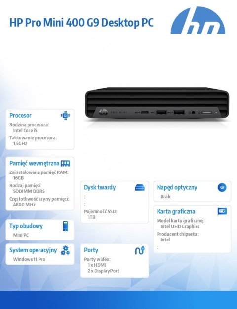 Komputer Pro Mini G9 i5-14400T 1TB/16GB/W11P B6ZD6ET