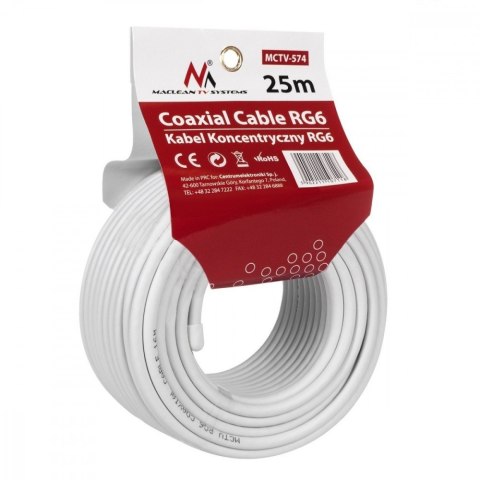 Kabel koncentryczny 1.0CCS RG6 25m MCTV-574 Maclean
