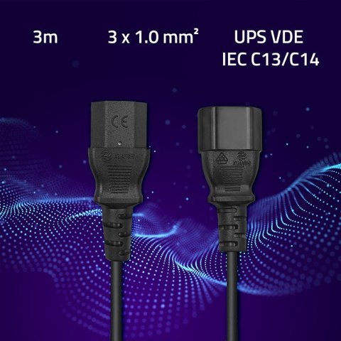 Kabel zasilający do UPS | C13/C14 | 3m Qoltec