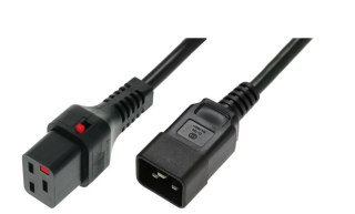 Kabel zasilający serwerowy blokada IEC LOCK 3x1,5mm2 C20 prosty/C19 prosty M/Ż 2m Czarny Digitus