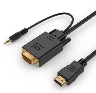 Konwerter HDMI do VGA mini Jack 1.8 m czarny Gembird