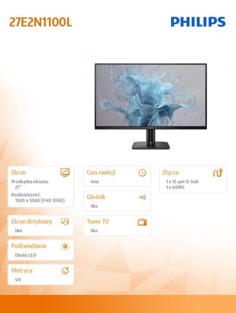 Monitor 27E2N1100L 27 cali VA 100Hz HDMI VGA