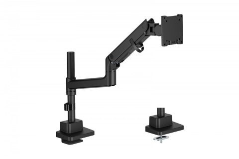 Ramię biurkowe pojedyncze z zaciskiem i sprężyną gazową 1x LCD max. 57" 27kg, VESA: 75x75, 100x100, czarne