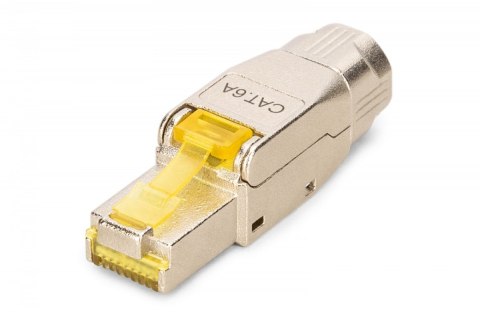 Wtyk modularny RJ45 kat.6A, PoE++, 10GbE, STP, ekranowany, beznarzędziowy, zakręcany, metalowy, AWG 22-27, linka/drut