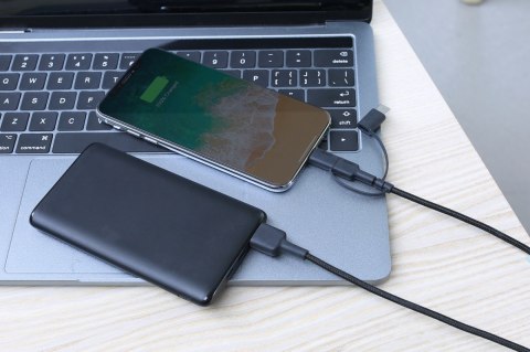 CB-BAL5 3w1 kabel micro USB | USB-C | Lightning | 1.2m nylonowy oplot czarny AUKEY