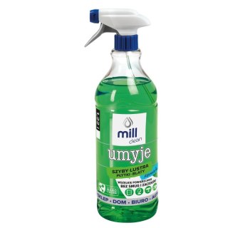 MILL CLEAN UMYJE Płyn do mycia szyb, szkła, luster, glazury bez smug i zacieków, o zapachu Konwalii 1,22l