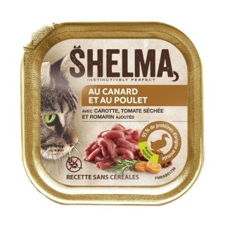 SHELMA Alucup - pełnoporcjowa bezzbożowa karma dla dorosłych kotów. Z kaczką i kurczakiem 100g