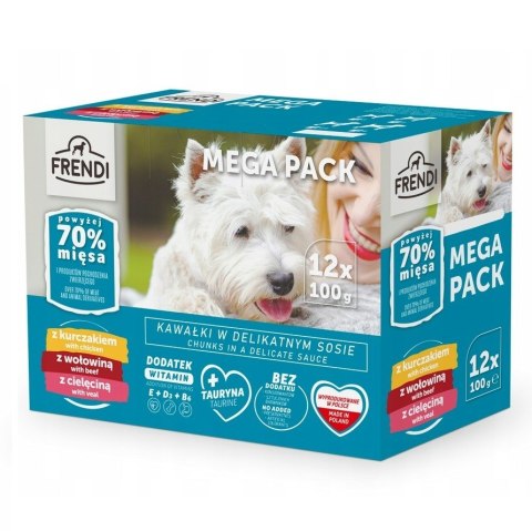 FRENDI saszetki dla psa (kurczak, wołowina, cielęcina) 12x100g