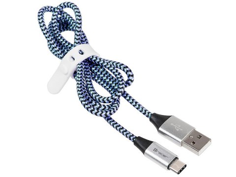 Kabel USB 2.0 Type-C A męski - C męski 1,0m czarno-niebieski Tracer