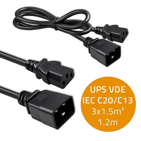Kabel zasilający do UPS | C20/C13 | 1.2m Qoltec