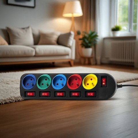 Listwa zasilająca 1,5m przedłużacz 5 gniazd MCE204M Maclean