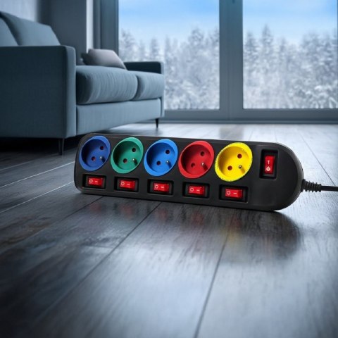 Listwa zasilająca 1,5m przedłużacz 5 gniazd MCE204M Maclean