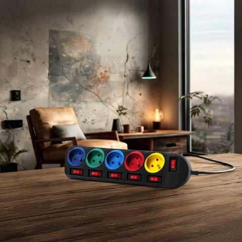 Listwa zasilająca 1,5m przedłużacz 5 gniazd MCE204M Maclean