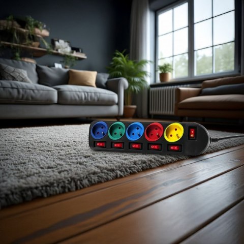 Listwa zasilająca 1,5m przedłużacz 5 gniazd MCE204M Maclean