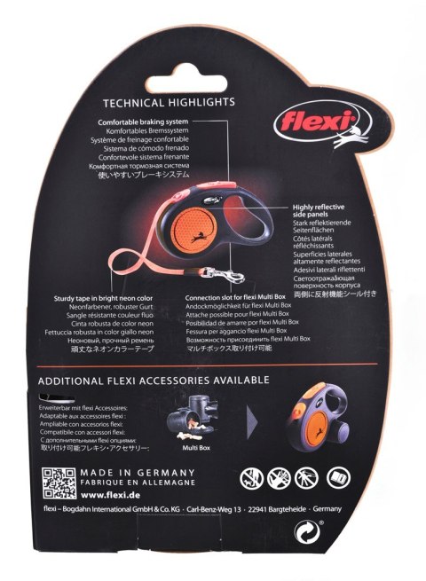 FLEXI New Neon - smycz automatyczna - M: 5m